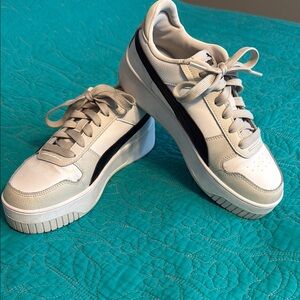 Puma White and Black Platform Sneakers